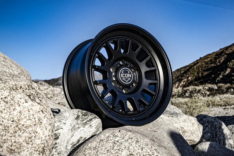 ICON Anza 17x8.5 6x5.5 25mm Offset 5.75in BS 95.1mm Hub Bore Satin Black Wheel