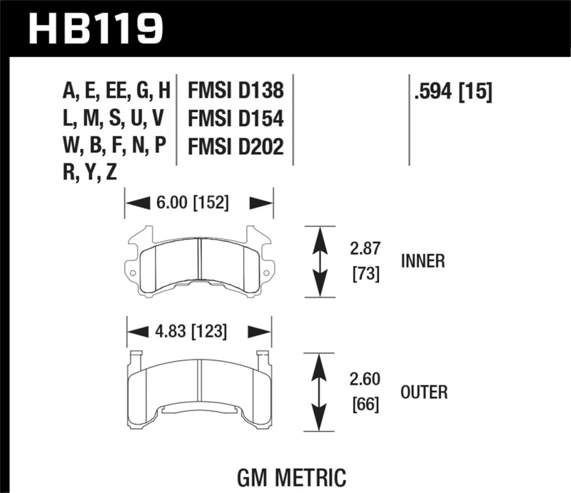 Hawk 1978-1979 Buick Century Custom HPS 5.0 Vordere Bremse Pads