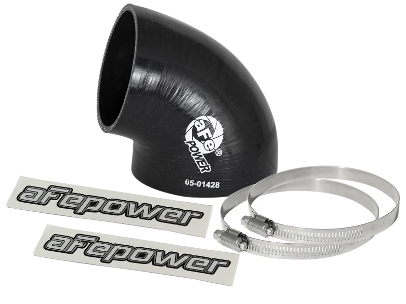 aFe Magnum FORCE CAI Univ. Silicone (3.5in to 3in ID / 75 Deg.) Elbow Reducing Coupler - Black
