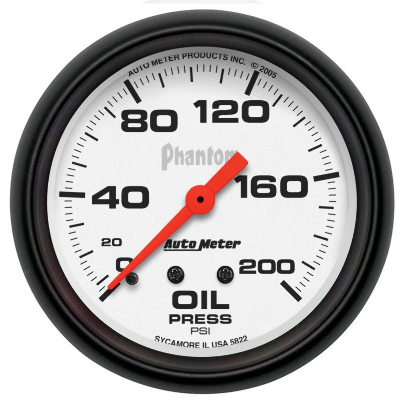 Autometer Phantom 66.7mm 0-200 PSI Mechanical Oil Pressure Gauge