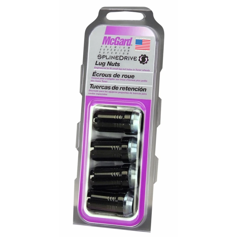 McGard SplineDrive Radmutter (Kegelsitz) M14X1,5 / 41,8 mm Länge (4-Stück) - Schwarz (Werkzeug erforderlich)