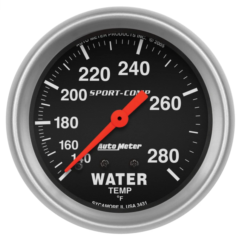 Autometer Sport-Comp 66.7mm 140-280 Degree F PSI Mechanical Water Temperature Gauge