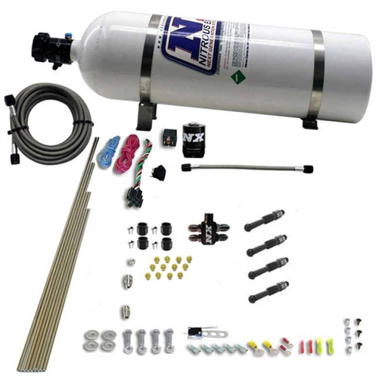 Nitrous Express Dry Direct Port Nitrous Kit 4 Cyl w/15lb Bottle