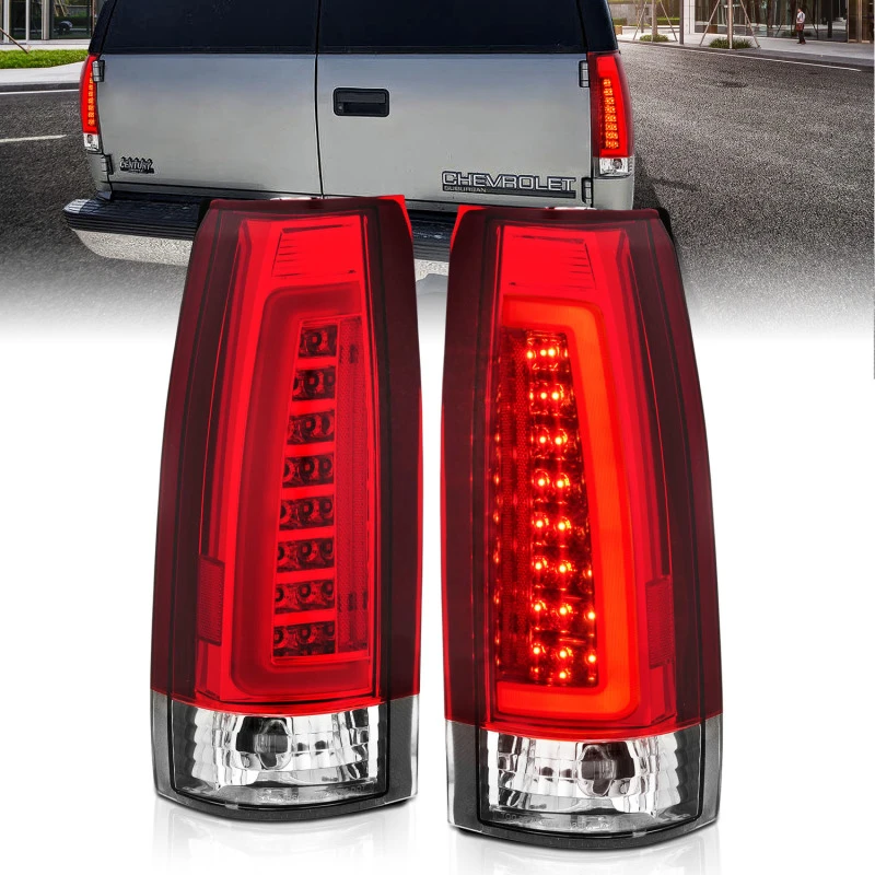 anzo_311346-6792e1d51cf7b ANZO 1999-2000 Cadillac Escalade LED-Rückleuchten Chrome-Gehäuse Rot/Klares Glas Paar