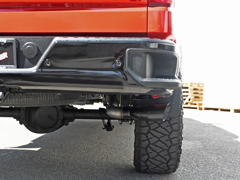 aFe Vulcan Serie 3in 304SS Auspuff Cat-Back mit schwarzer Spitze 2019 GM Silverado/Sierra 1500 V6-4.3L/V8-5.3L