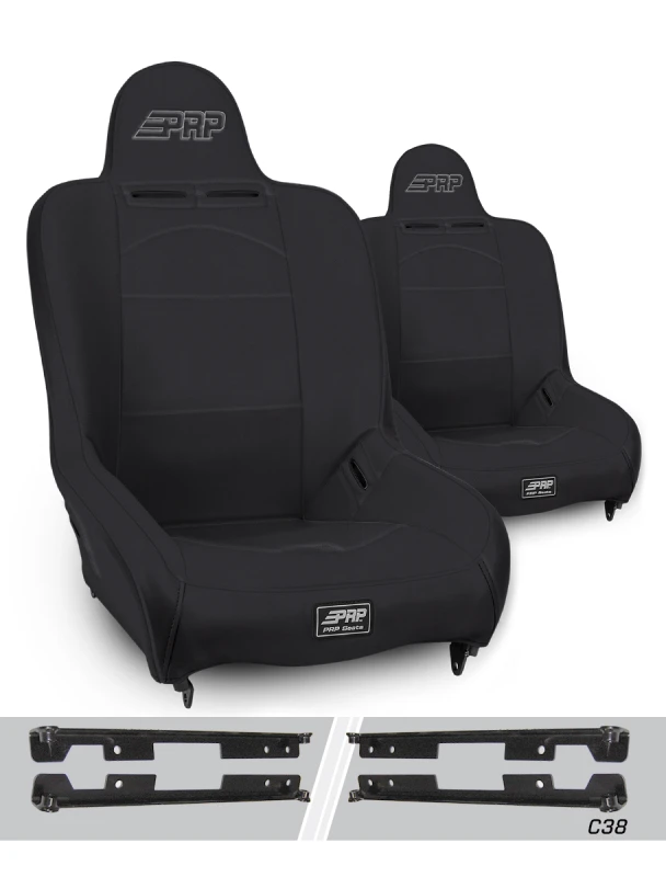 PRP Premier High Back Suspension Seats Kit for Jeep Wrangler JK/JKU (Pair) - Black