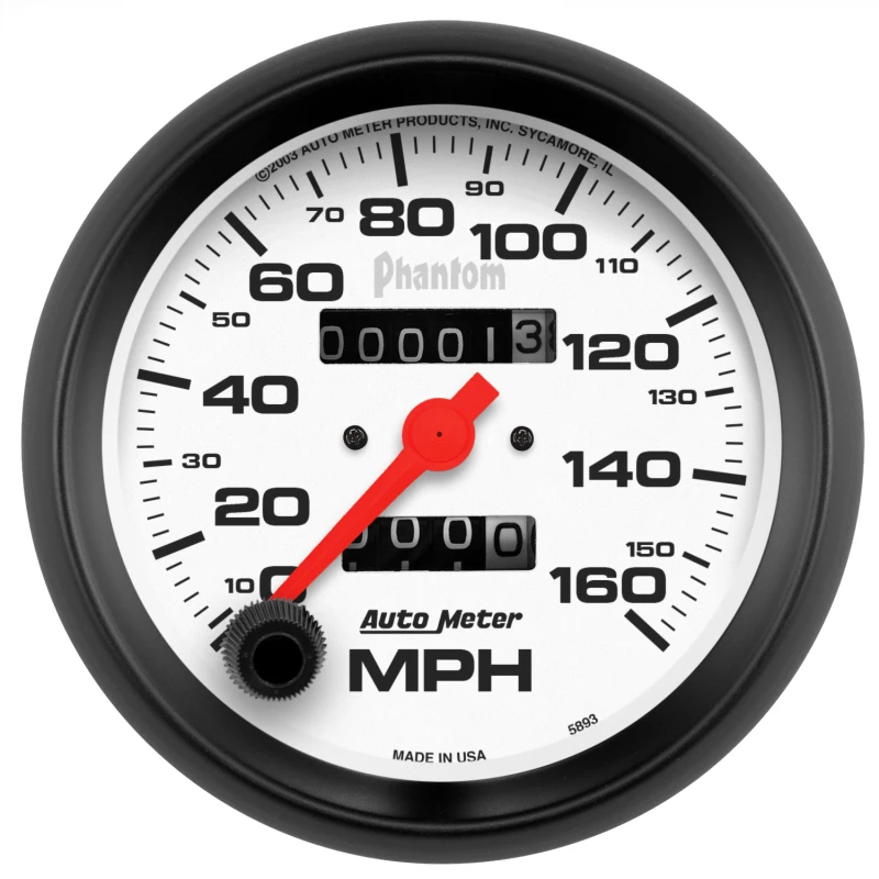 Autometer Phantom 3-3/8in 160MPH Speedometer Gauge - Mechanical Full Sweep