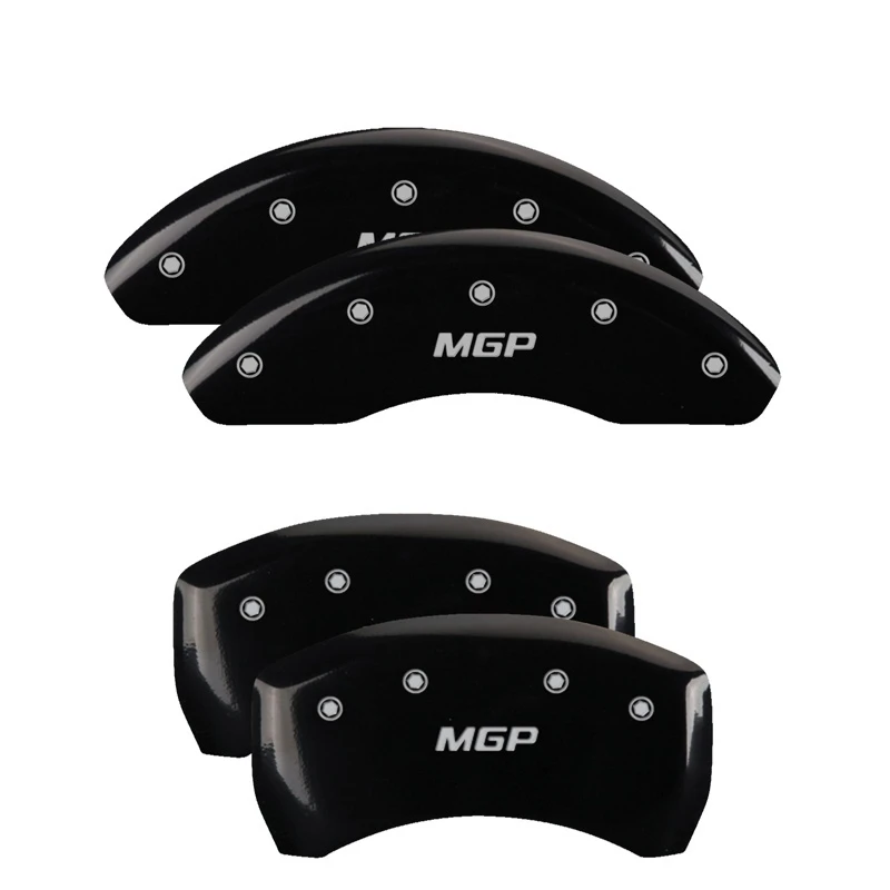 MGP 4 Bremse Caliper Abdeckungen Graviert Vorne & Hinten MGP Schwarz Finish Silber ch