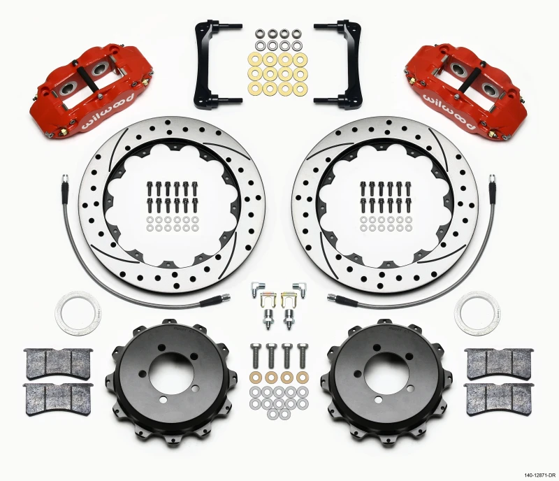 Wilwood Narrow Superlite 4R Hinterachs-Kit 12,88 Zoll gebohrt rot 2012- Aufwärts Toyota / Scion FRS mit Leitungen