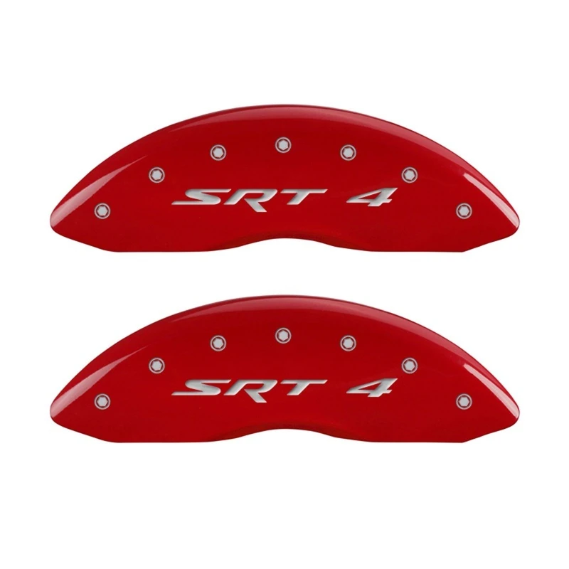 MGP Front set 2 Caliper Covers Engraved Front SRT4 Red finish silver ch