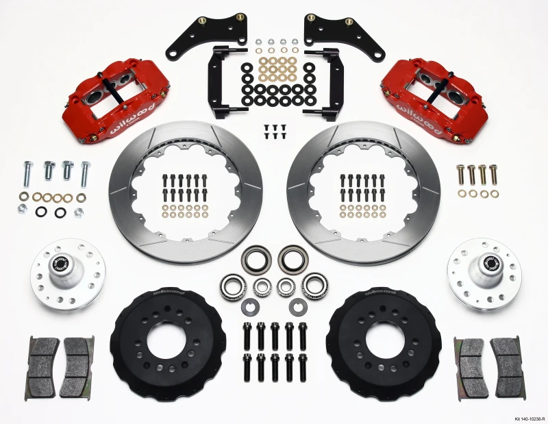 Wilwood Narrow Superlite 6R Vorderrad-Kit 12,88 Zoll Rot Großes GM 57-70 Drop Spindel