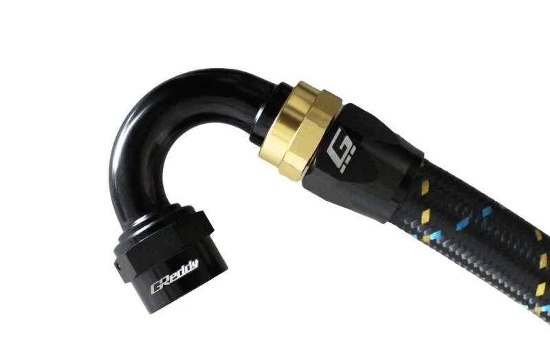 GReddy AN10 150 Degree Hose End Swivel Black/Gold Anodized