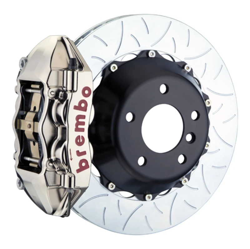 Brembo 11-18 Cayenne/S/GTS Rear GTR BBK 4 Piston Billet 380x28 2pc Rotor Slotted Type3- Nickel