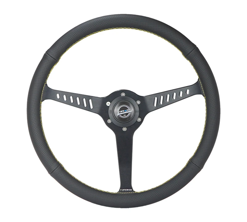 NRG Reinforced Steering Wheel (380mm/1in. Deep) Perforated Leather and Yellow Stitching