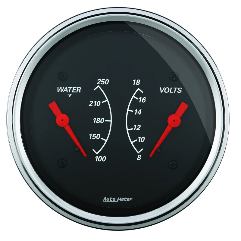 AutoMeter Gauge Dual Wtmp & Volt 3-3/8in. 250 Deg. F & 18V Elec Designer Black