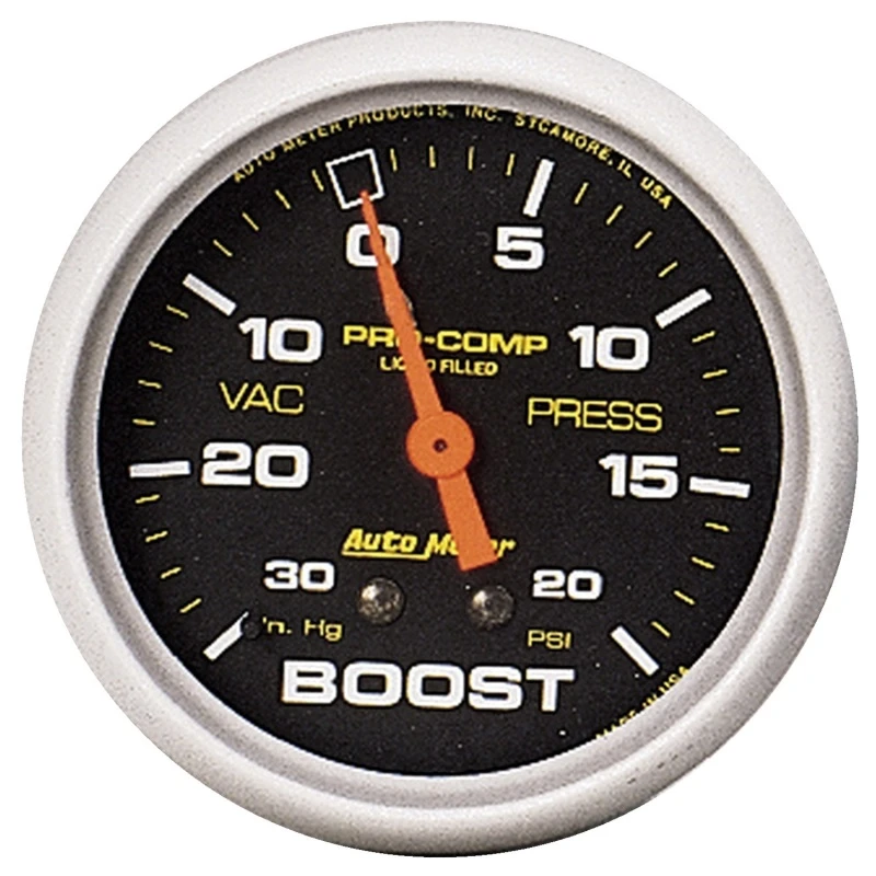 Autometer Pro-Comp 30 In Hg/20 PSI Flüssigkeitsgefülltes mechanisches Boost-Manometer