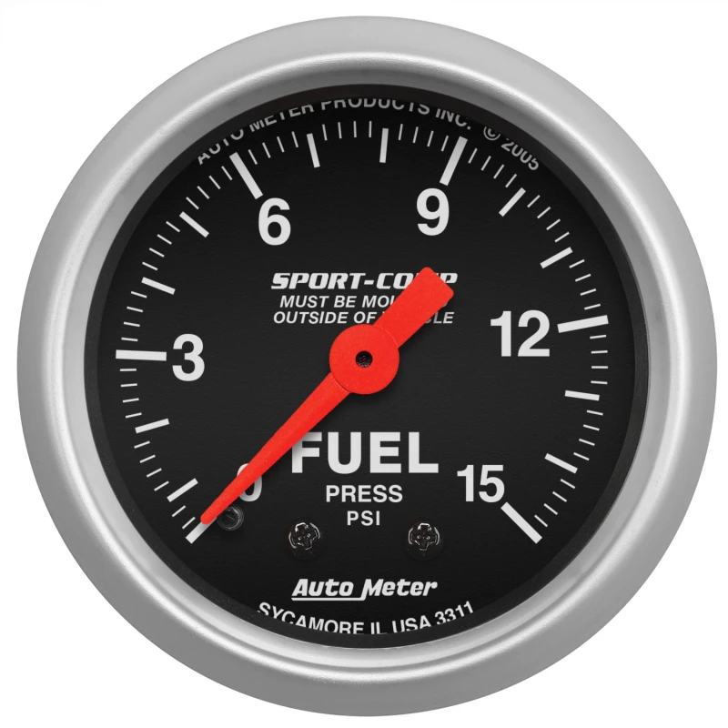 Autometer 2-1/16in 0-15 PSI Mechanical Sport-Comp Fuel Pressure Gauge