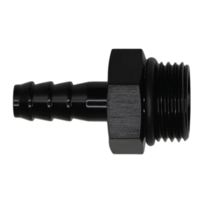 DeatschWerks 8AN ORB-Männlich auf 5/16-Zoll-Männlich-Triple-Barb-Fitting (inkl. O-Ring) - Anodisiert Mattschwarz
