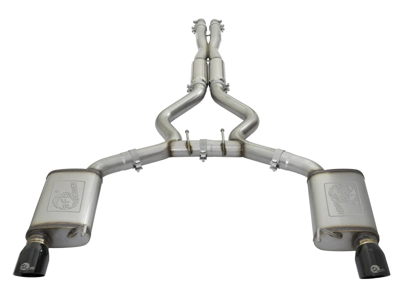aFe MACHForce XP 3 Zoll 304 SS Lauter Ton Kat-Back mit schwarzen Spitzen 15-17 Ford Mustang V6-3.7L/V8-5.0L