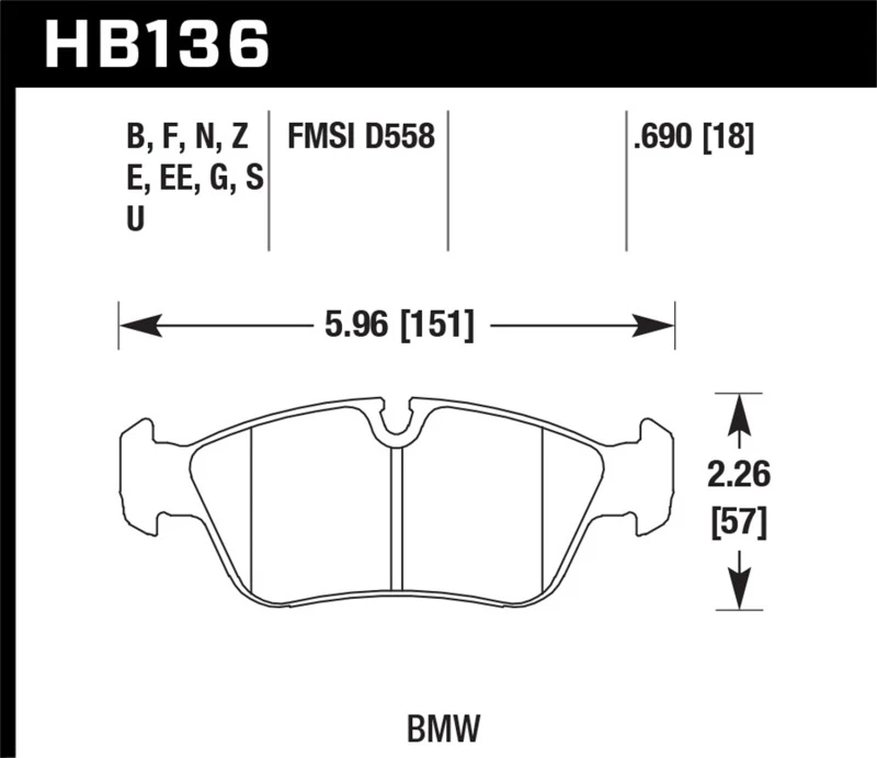 Hawk 92-98 BMW 318i 1,8L Limousine Vordere ER-1 Bremsbeläge