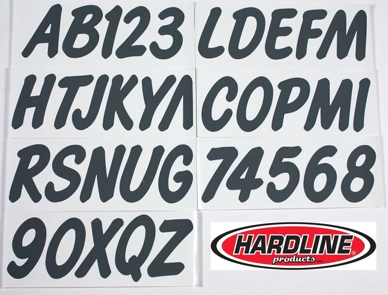 Hardline Boat Lettering Registration Kit 3 in. - Dark Grey Solid