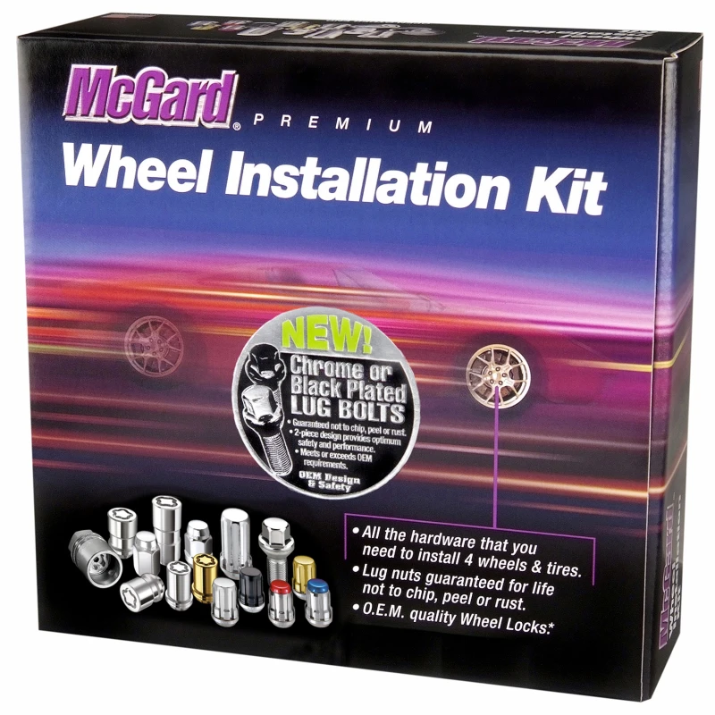 McGard 5-Loch-Hex-Installationskit mit Sperren (Kegelsitzschraube) M14X1,25 / 17mm Hex / 27,5mm Schaftlänge - Chrom