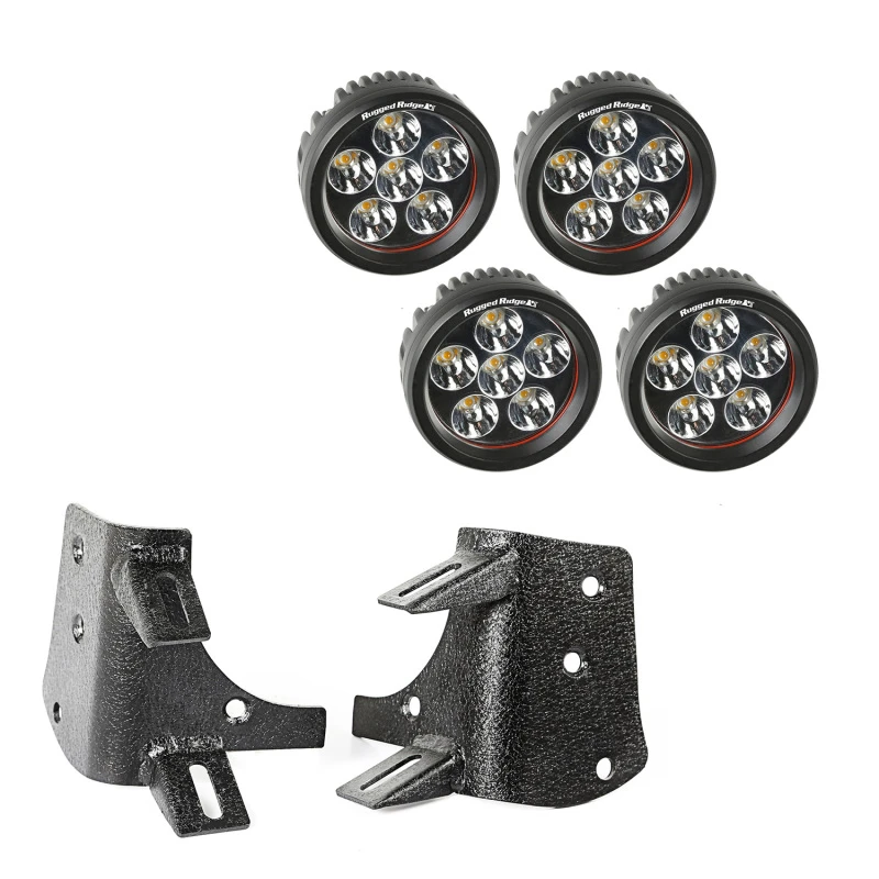 Rugged Ridge 97-06 Jeep Wrangler TJ/LJ 3,5-Zoll-Rund-Dual-A-Pillar-LED-Kit