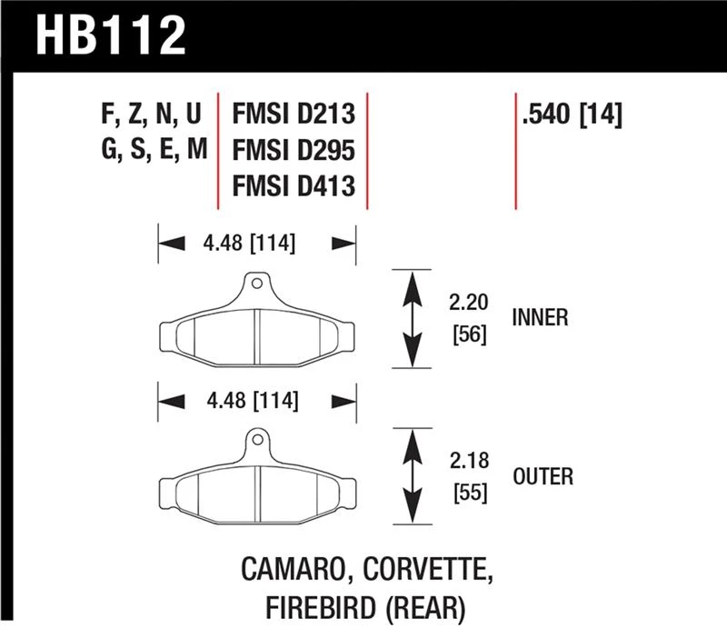 Hawk 84-96 Corvette /88.5-97 Pontiac Firebird Leistungs-Keramik-Straßen-Bremsbelag hinten