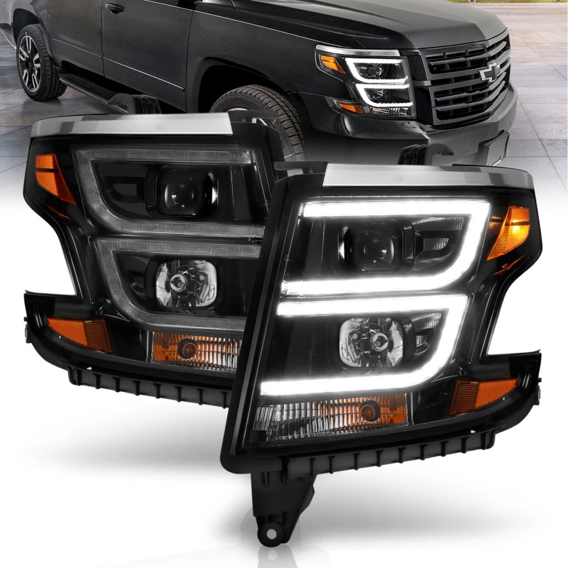 ANZO 2015-2020 Chevy Tahoe Projektor-Scheinwerfer Plank Style Schwarz mit DRL