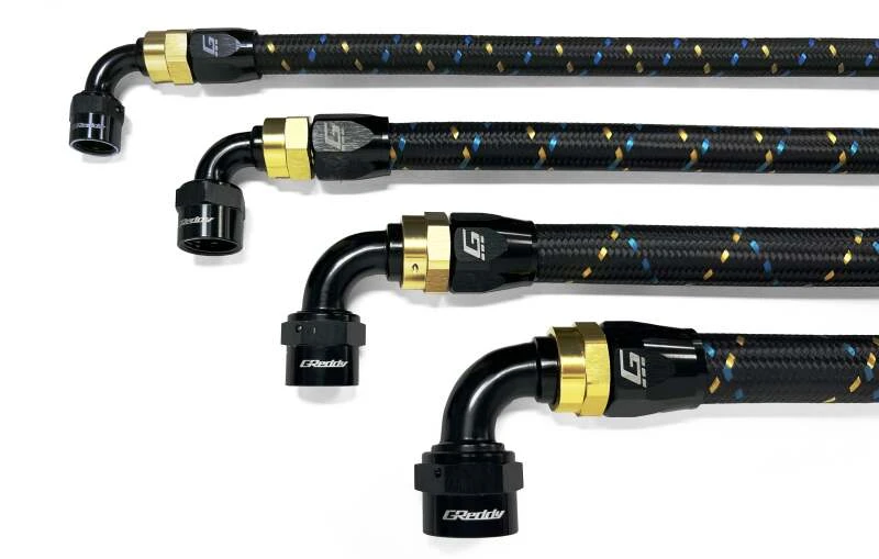 GReddy AN06 Nylon-Braided-Schlauch schwarz/gold/blau