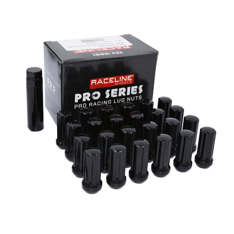 Raceline 14x2.0mm Duplex Spline Black Lug Nuts (24 Pack)