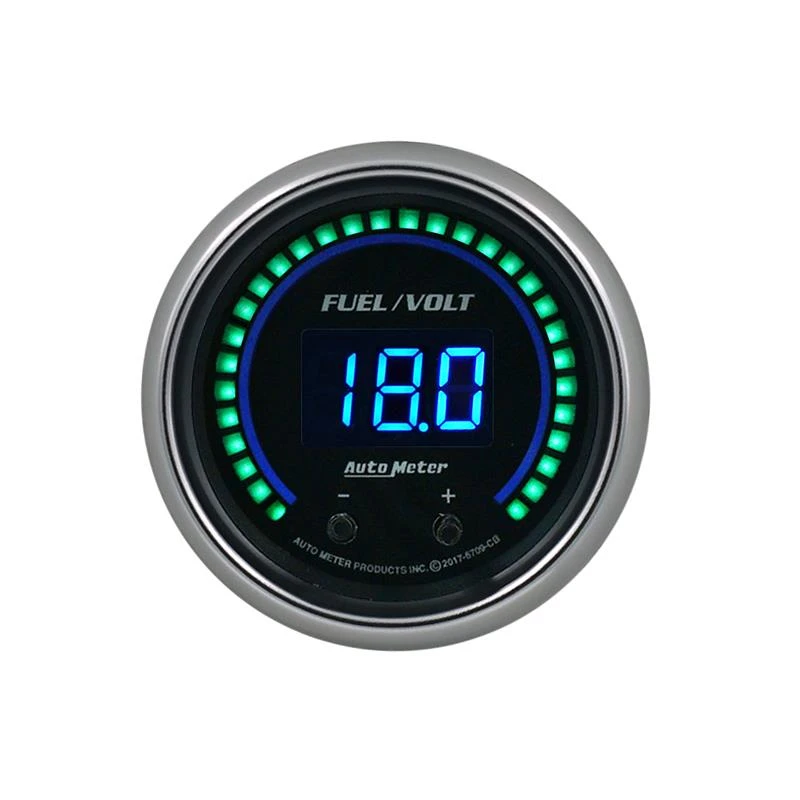 Autometer 52,4mm Schwarzes Schaltbares 0-100 Kraftstoffstand / 8-18V Voltmeter Cobalt Elite Digital Anzeige
