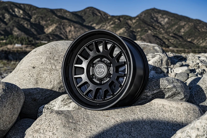 ICON Anza 17x8.5 6x5.5 25mm Offset 5.75in BS 95.1mm Hub Bore Satin Black Wheel