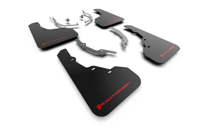 Rally Armor 22-24 Hyundai Santa Cruz Schwarzes UR-Spritzschutz mit rotem Logo