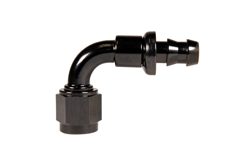 Fleece Performance Universal -6AN 90Deg to Hose Barb - Black