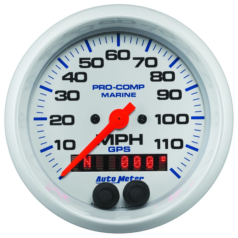 Autometer-Messgerät GPS-Tachometer 3-3/8in 120 MPH Marine-Weißes Zifferblatt