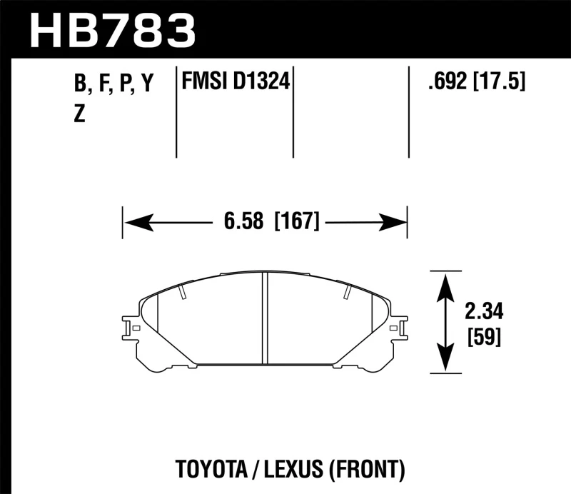 hawk-performance_HB783Y.692-6793422a9bb28 Hawk 08-16 Toyota Highlander Hochleistungs-Keramik-Straßen-Bremsbeläge vorne
