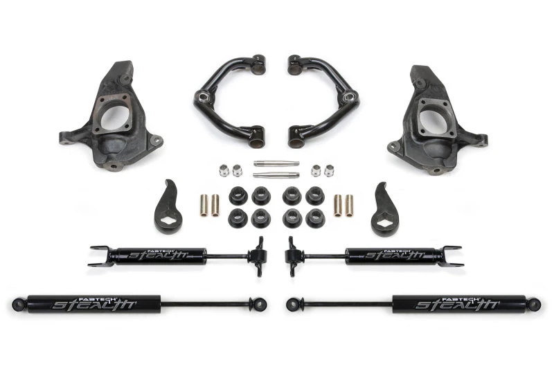 Fabtech 11-19 GM C/K2500HD/3500HD 4-Zoll-Ultimat-System mit Uniball UCA & Stealth Stoßdämpfern