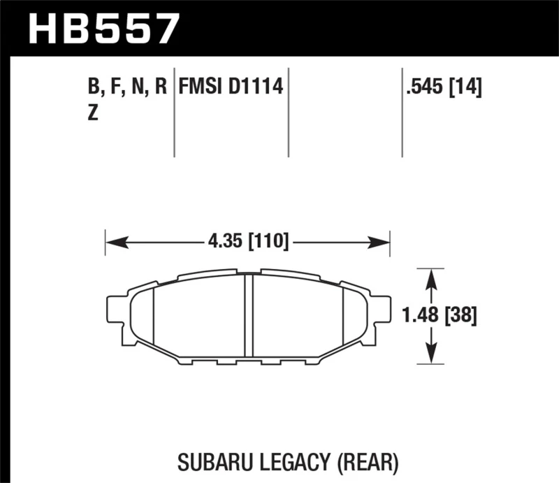 Hawk High Perf. Street 5.0 Rear Brake Pads for 2013-2014 Subaru BRZ Ltd (277mm Fr Disc/Solid Rr Disc)
