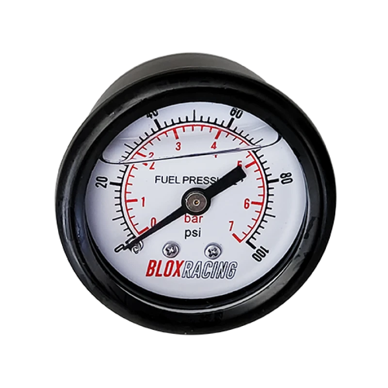 BLOX Racing Liquid-Filled Fuel Pressure Gauge 0-100psi (White Face)