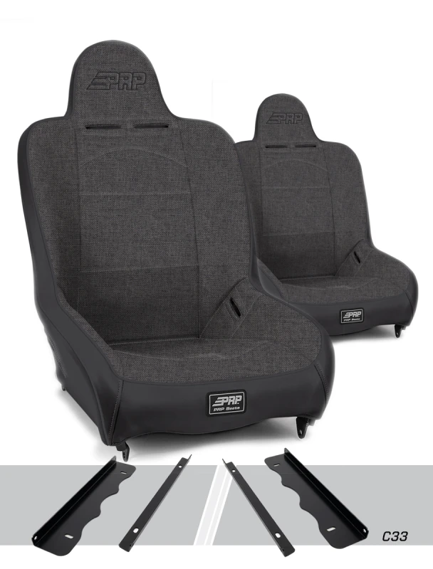 PRP Premier High Back Suspension Seats Kit for 95-01 Jeep Cherokee XJ (Pair) - Gray