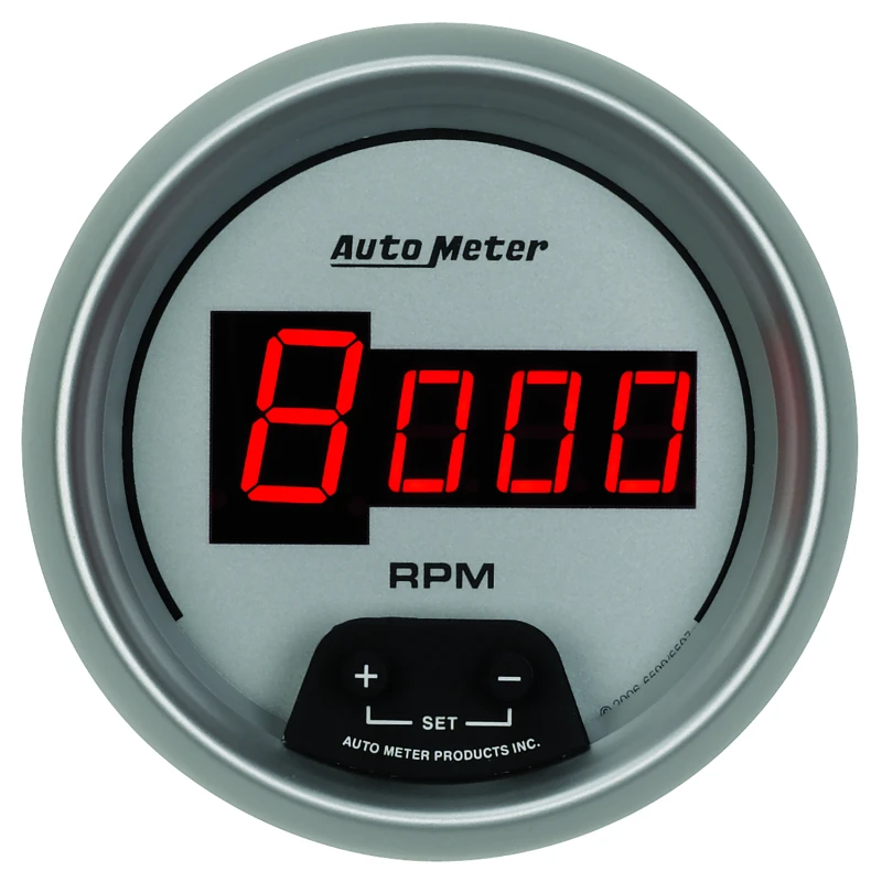 AutoMeter Gauge Tach 3-3/8in. 10K RPM In-Dash Digital Silver Dial W/ Red Led