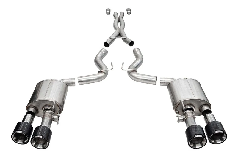 Corsa 20-22 Ford Mustang GT500 3.0in Dual Rear Exit Catback w/ Twin 5.0in Polished Carbon Fiber Tips
