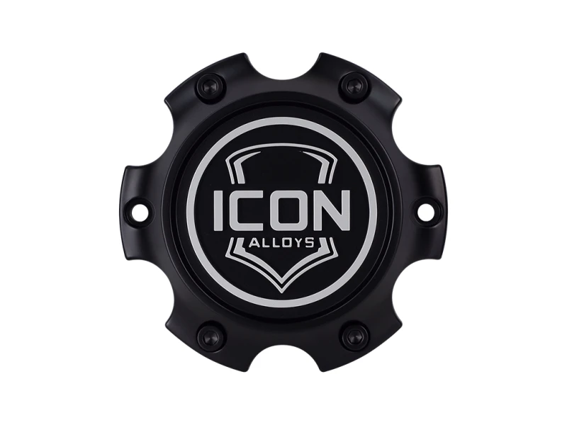 ICON 6x135 Embossed Center Cap - Satin Black/White