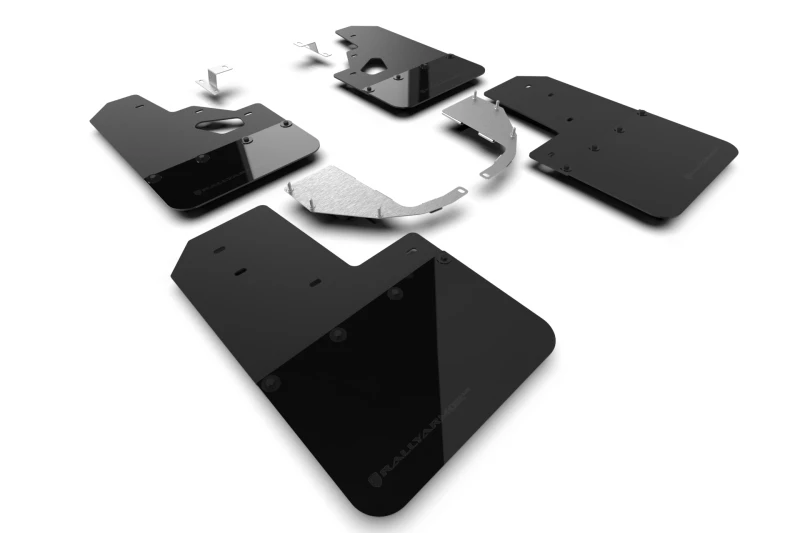 Rally Armor 21-24 Ford Bronco (Stahl-Stoßstange + RR - kein Raptor/Sport) Schwarz Mud Flap mit Met. Schwarz Logo