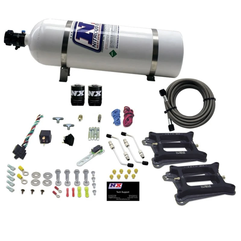 Nitrous Express Dual Holley/Benzin Nitrous Kit (100-500PS) mit 15lb Flasche