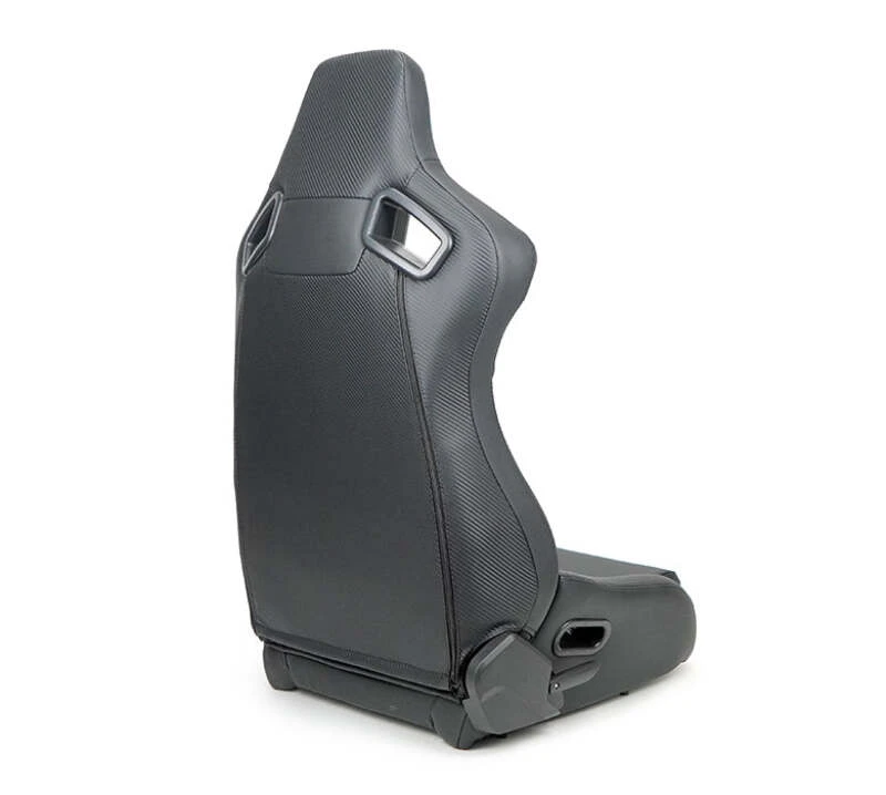 NRG Omega Reclinable Racing Seat (Paar) Schwarz mit Schwarzem Carbon-Vinyl-Rücken