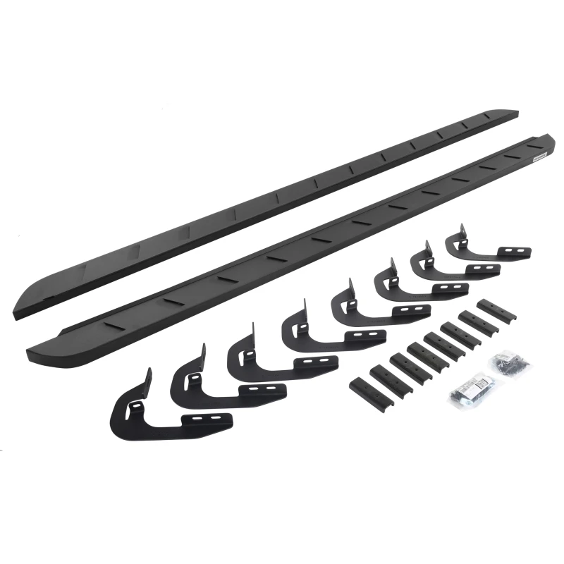 Go Rhino 15-19 GMC Sierra 2500/3500HD DC (Gas) RB10 Slim Laufbrett-Kit (mit Halterungen) - Tex. Schwarz