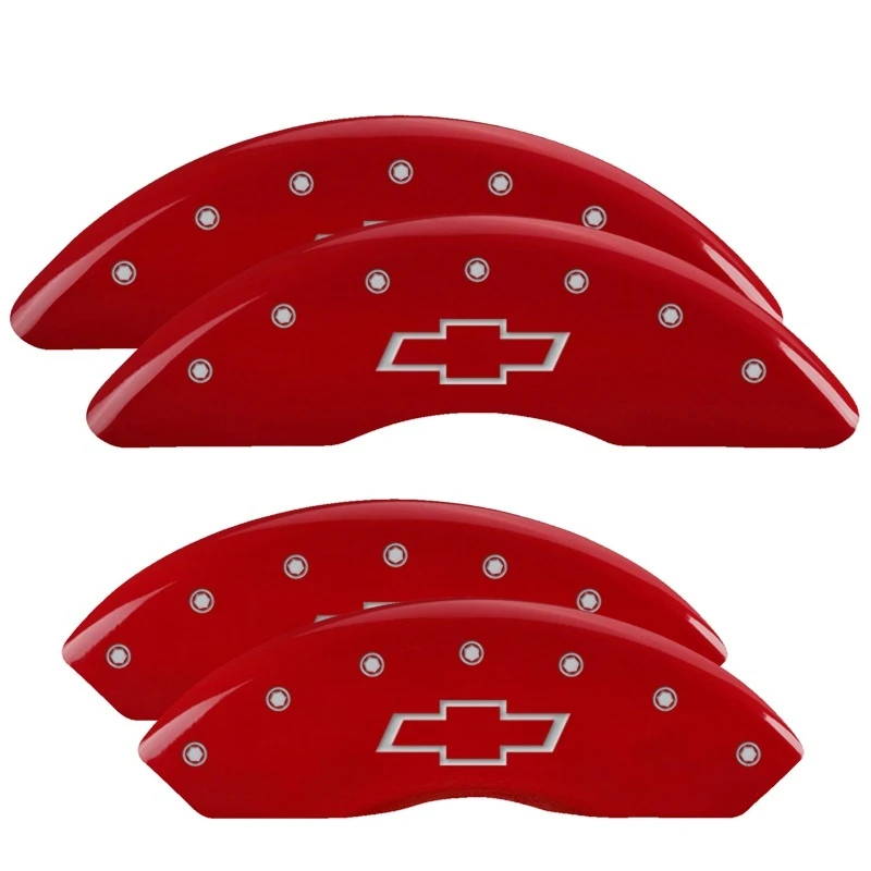 MGP 4 Bremse Caliper Abdeckungen Graviert Vorne & Hinten Bowtie Rot finish silber ch