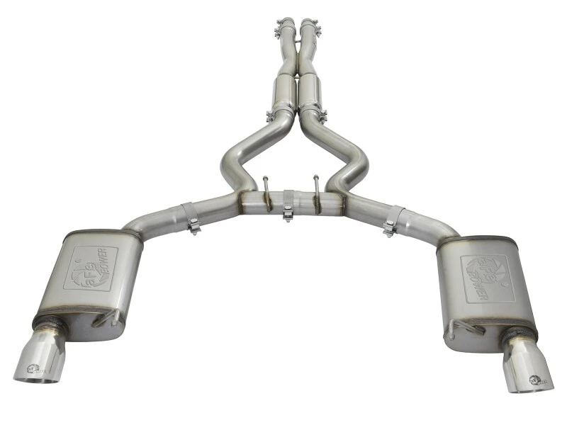 aFe MACHForce XP 3-Zoll-Sport-Ton Cat-Back Auspuffanlagen mit polierten Endrohren 15-17 Ford Mustang V6/V8